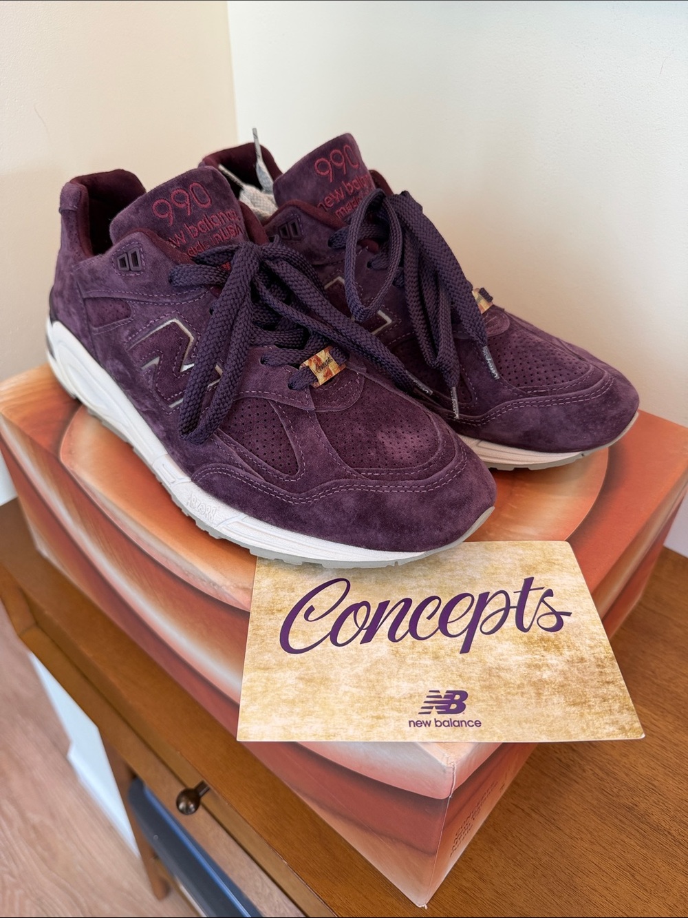 Concepts x New Balance M990 V2 “Tyrian Purple” MiUSA Suede Sneakers